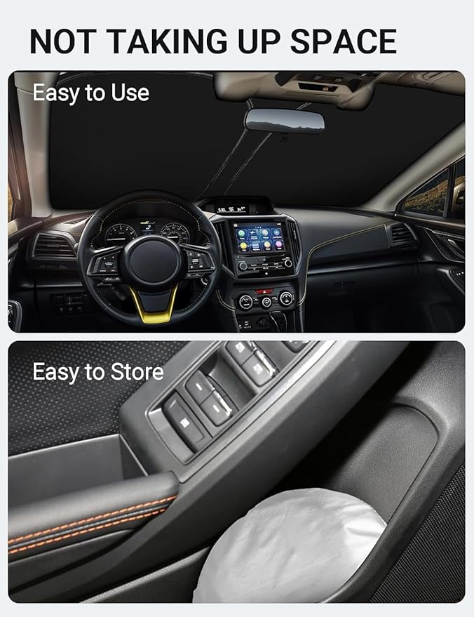 Proadsy 2025 Upgrade Windshield Sun Shade Custom Fit Subaru CrossTrek 2018-2024 2025 4-Layer Foldable Front Sunshade Protector Sun Visor Blocks UV Rays Keep Car Cooler