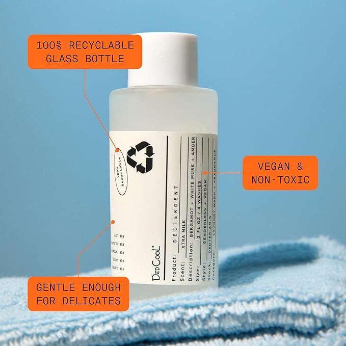 DedCool Liquid Laundry Dedtergent (Mini Xtra Milk, 2 fl oz), Luxurious Fragrance, Scented, Removes Stains, Infused with Essential Oils, Vegan, Non-Toxic, Cruelty & Dye Free