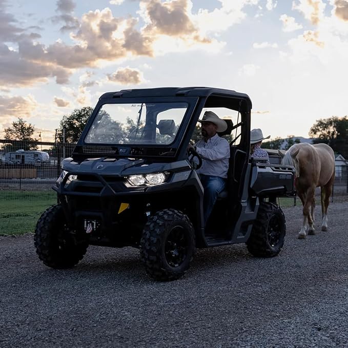 Front Windshield for Can-Am Defender (2020 - 2025) Shatter Resistant with Built-in UTV Windshield Vents, Easy Install Back Window, SXS Accessories for Rugged Terrain