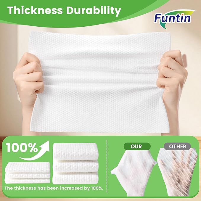 Funtin Thickened Mop Pads for Swiffer Sweeper, Unscented Disposable Mopping Cloths, Dry & Wet Use for Dirt, Dust, Hair, Home, Bathroom, Kitchen (60ct)
