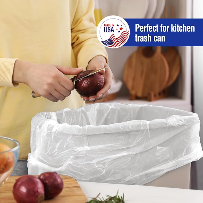 Delxo 30-33 Gallon Clear Trash Bags, 250 Count – Medium Duty Garbage Bags, Thick, Durable & Puncture-Resistant Plastic, Perforated Design– Made in USA for Kitchen, Yard, Office & Party