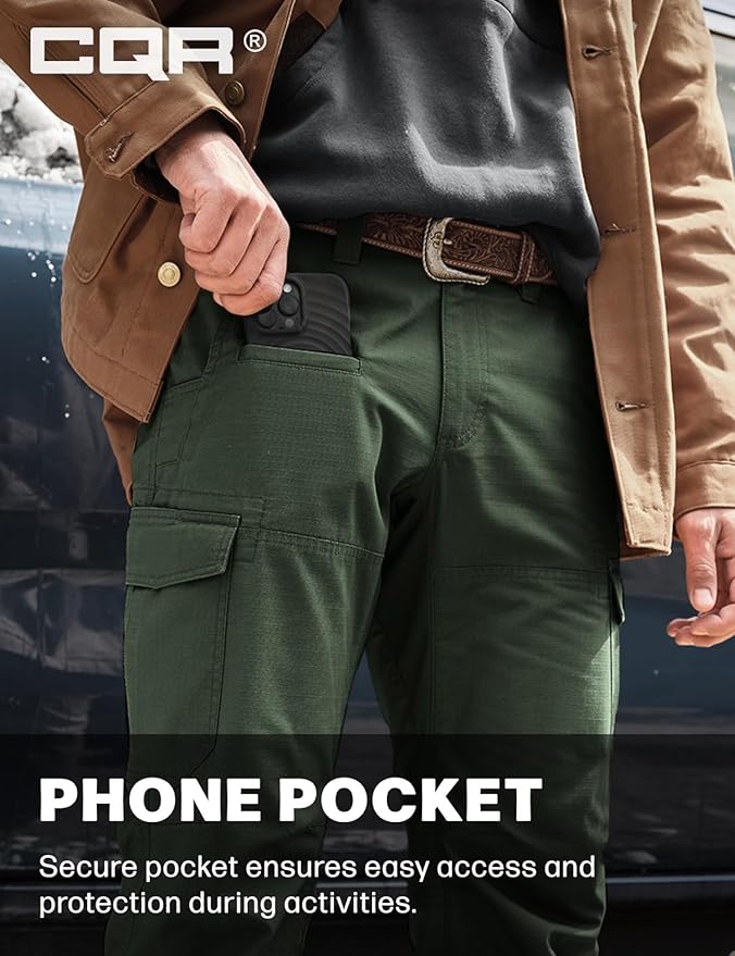 CQR Men's Winter Tactical Cargo Pants, Thermal Fleece Lined Outdoor Snow Ski Hiking Work