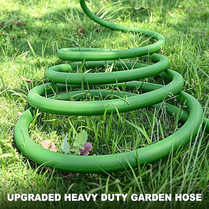 TOOLCY Garden Hose 100 ft x 5/8", Heavy Duty Water Hose, Lightweight, All-weather, Durable Hose with Swivel & Solid Brass Male to Female Fittings,Green