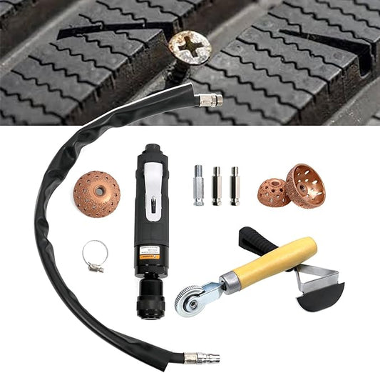 Sporacingrts Tire Repair Set Includes 2500rpm Low Speed Air Tire Buffer Tire Patch Roller Tire Inner Liner Scrapper 3Pcs Tungsten Steel Buffing Wheel 42mm 55mm