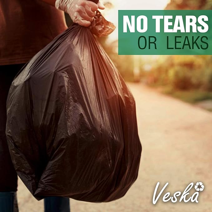 Veska Contractor Garbage Bags 55 Gallon Heavy Duty (MegaValue 50 Bags w/Ties) Contractor Trash Bags 50-60 Gallon 3 Mil Contractor Bag Heavy Duty 55 Gallon, Extra Large Industrial Contractor Trash Bags