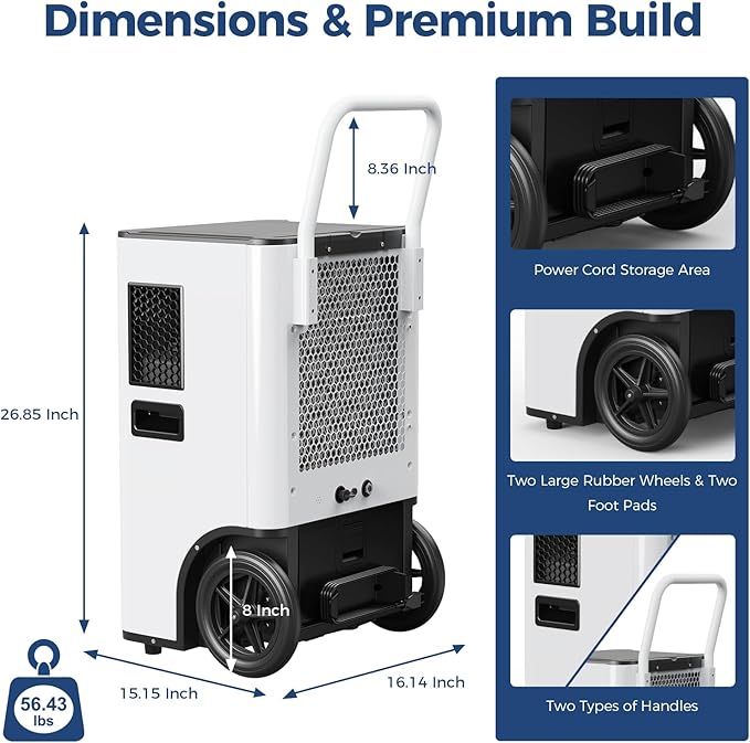 ALORAIR 110PPD Commercial Dehumidifier with Pump & Drain Hose, SLGR Tech Dehumidifiers for Large Room, Basement, Warehouse, Industrial Space, 5 Years Limited Warranty, Sentinel Elite50X