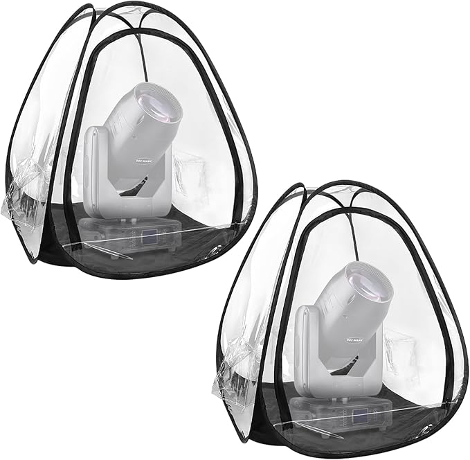 MAD OWL Professional Moving Head Light Rain Cover,Waterproof and dustproof Stage Lighting Protection Accessory, Floor standing transparent moving head light rain cover 2 pack