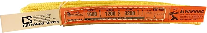DD Sling. Multiple Lengths! (100% Made in USA) 1" Width, 1 Ply, Nylon Lifting Slings, Eye & Eye, Heavy Duty (900 Webbing), 1,600 lbs Vertical, 1,200 Choker, 3,200 Basket (1"x6')