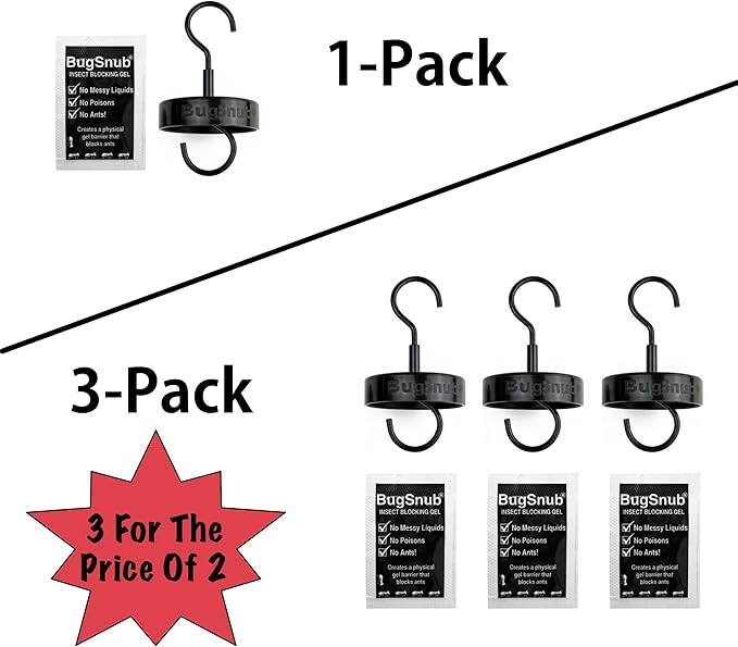 Hanging Ant Guard (3-pack)- Waterless Ant Defense for Hummingbird Nectar Feeders, Unique Upside-down Design, No Liquid Moat, Metal Hooks