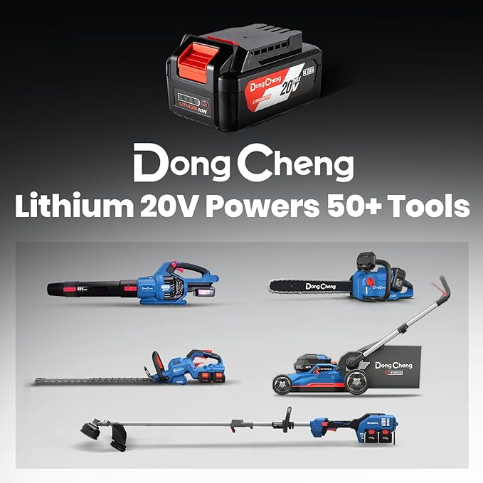Dong Cheng Brushless 20V Leaf Blower, 485 CFM Variable Speed & Turbo Mode, Cordless Leaf Blower with 3 Nozzles, Shoulder Strap, 4.0Ah Battery and Charger, Blowing Leaves for Patio, Lawn & Garden
