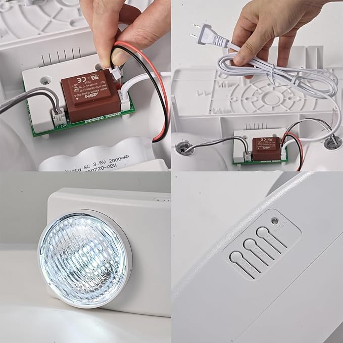 LED Emergency Light with 1.0 Meter Plug,LED Battery Backup Lighting Commercial Exit Light Fixtures for Business Home Office Night Power Failure Outage Safety UL-924 AC110V