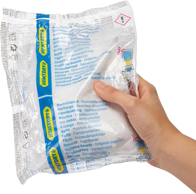 HUMYDRY® Bundle containing 4 refills 15.9oz Moisture Absorber Refill Pouches, unscented, medium room dehumidifier refills for spaces up to 200 sq.ft.
