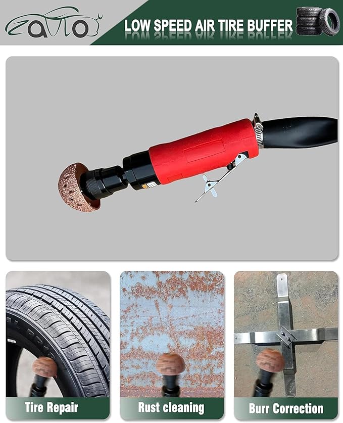 Tire Repair Set 2500rpm Low Speed Air Buffer Kit Polishing Cleaning Tool 35 mm Pneumatic Automatic Buffing Wheel Machine Patch Tools Rear Exhaust