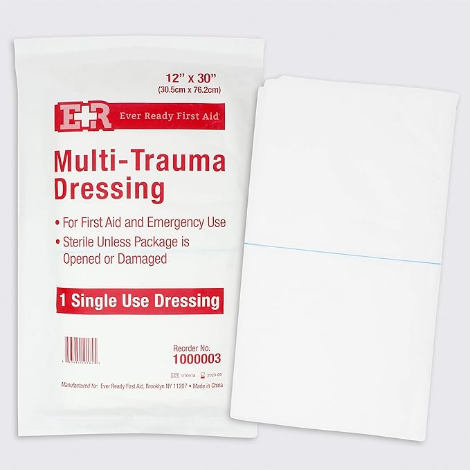 Ever Ready First Aid Multi-Trauma Sterile Non-Woven Dressing 12” x 30” - 2 Count
