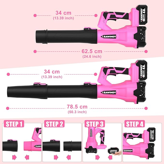 Cordless Leaf Blower, LEAWINDY 21V Battery Leaf Blower with 6-Speed Levels, Handheld Lightweight Blower & 2 Extended Tubes, Snow Blower for Blowing Leaves, Lawn, Garden, Garage, Yard