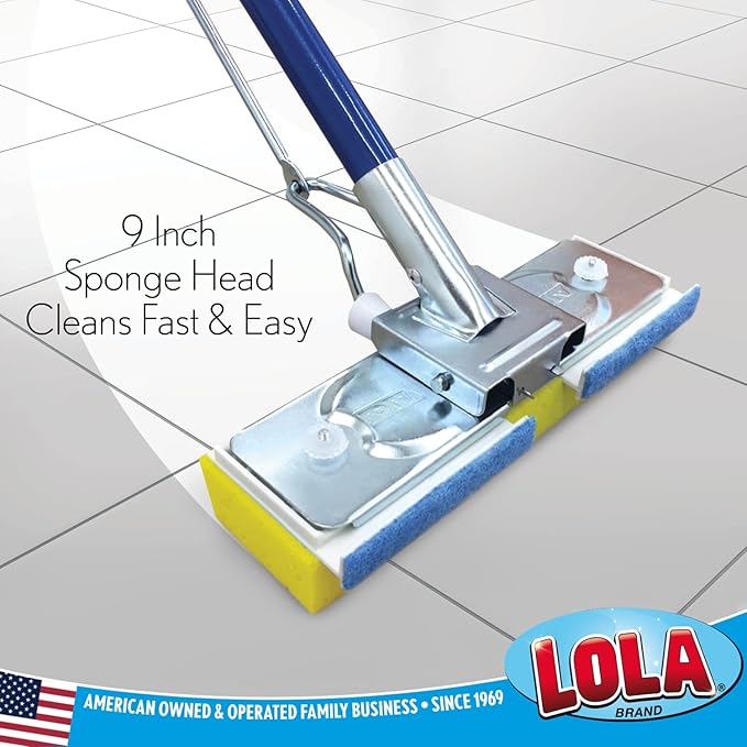 LOLA Squeeze Matic Butterfly Sponge Mop Refill, 9", Replacement Head, Floor Cleaning, Comparable w/Quickie Type S Sponge Mop Refill, 1 Pack