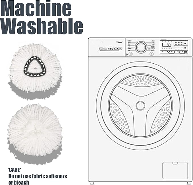 Mop Head Replacement for Ocedar: Spin Mop Heads Refill Compatible with O Cedar - 9 Pcs Kit Attachment Included 3 Microfiber Replace Heads, 55" Extended Mop Handle, 1 Mop Base and 1 Floor Scrub Brush