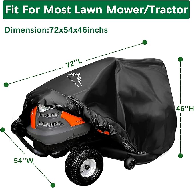 Himal Outdoors Pro Riding Lawn Mower Cover - Heavy Duty 600D Polyester Oxford, Waterproof, UV Resistant, Universal Size Tractor Cover Fits Decks up to 54’’ with Storage Bag, Black