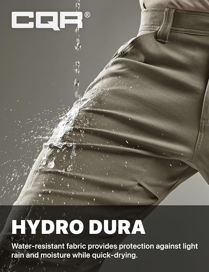 CQR Men's Vent Stretch Pants, Quick Dry Lightweight Casual Cargo Pants, Water Resistant Straight-Fit Utility Work Pants