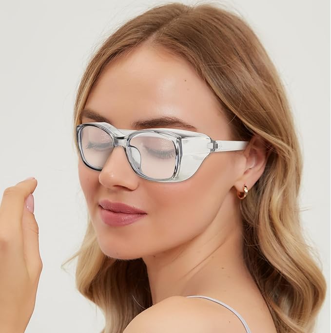 3 Pack Safety Glasses Nurses Goggles Anti Fog Protective Eyewear Square Clear Stylish Lab Goggles Scratch Side Shields Eyewear Light Eye Glasses for Women Men Adults Essentials