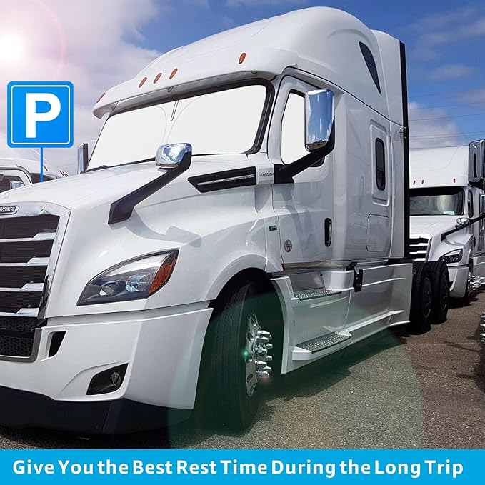 Front Windshield and Side Windows Custom Fit 2018-2024 2025 Freightliner Cascadia, Semi-Truck Semi, Commercial & Big Rig Truck Sun Shade Foldable Sun Protector Privacy Cover