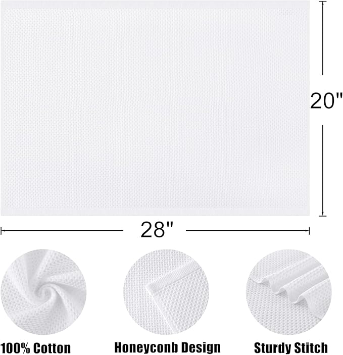 Kitinjoy 100% Cotton Waffle Weave Kitchen Towels, 4-Pack Super Soft and Absorbent Dish Towel for Drying Dishes, Kitchen Hand Towels, 20 in x 28 in, White