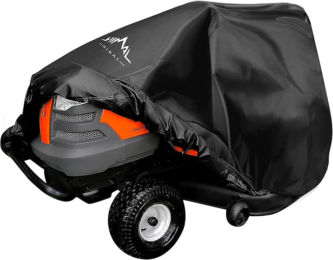 Himal Outdoors Pro Riding Lawn Mower Cover - Heavy Duty 600D Polyester Oxford, Waterproof, UV Resistant, Universal Size Tractor Cover Fits Decks up to 54’’ with Storage Bag, Black