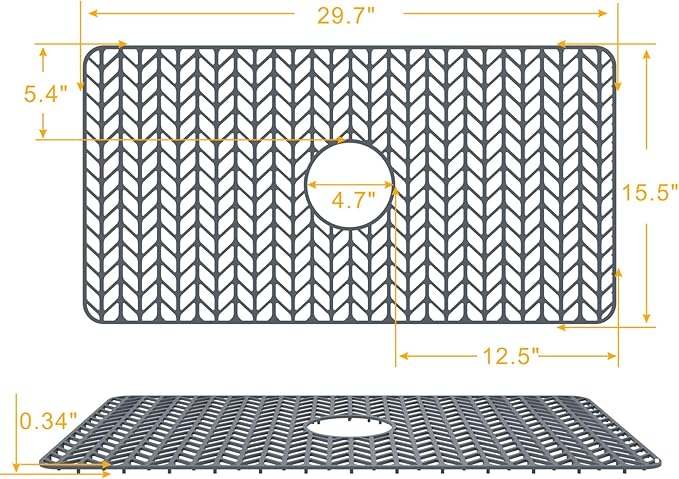 Sink Protectors for Kitchen Sink 12" 13" 16" 18" 19" 24" 26" 28" 29" 30" Silicone Kitchen Sink mats Protector for Bottom of Farmhouse Sink(29.7"x15.5" Rear)