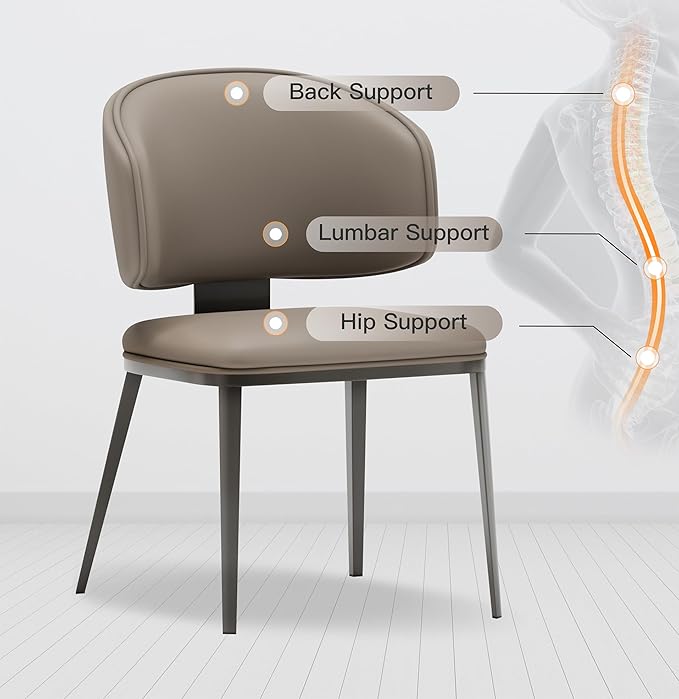 Dining Chairs Set of 4 Modern High Backrest Comfortable, Fashion Upholstered Kitchen Room Chair Armless Dinner Room Chair with Metal Legs for Living Room （Milk Coffee of 4）