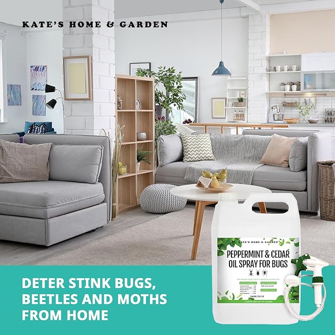 Kate's Home & Garden Peppermint Oil Spray for Bugs, Ants, Insects, Spiders. Pesticide and Insecticide Indoor Repellent Pest Control with Cedarwood Oil (Gallon, Natural, Pet Safe, Non Toxic)