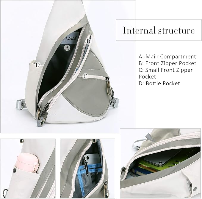 KL928 Nylon Sling Bag - Small Crossbody Backpack Shoulder Casual Daypack Multipurpose Rucksack for Men Women