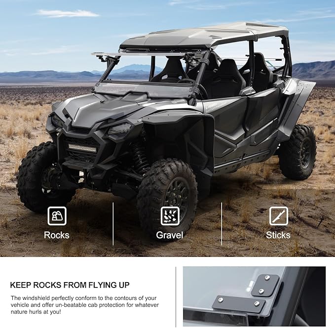 KIWI MASTER Flip Up Windshield for 2019-2025 Honda Talon 1000R/1000X/1000X4/1000R4 Accessories, Hard Coat Poly Front Window, Heavy Duty Polycarbonate, Scratch Resistant