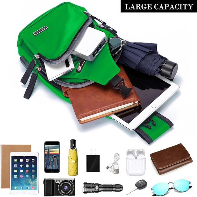 Seoky Rop Men Women Sling Backpack Nylon Water Resistant Shoulder Chest Crossbody Sling Bag with USB Charging Port