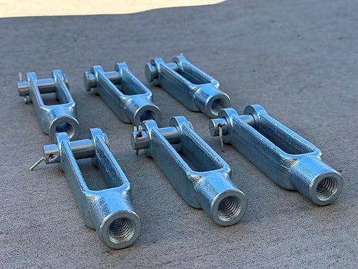 Sandbaggy 5/8"-18 Adjustable Yoke End - Galvanized Threaded Clevis [Pins Included] (5, 5/8"-18)