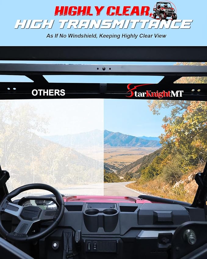 StarknightMT Ranger XP 1000 Windshield, Ranger Front Full Windshield Compatible with Polaris Ranger XP 1000 2017-2025, Ranger Crew XP 1000/ Diesel 2014-2025