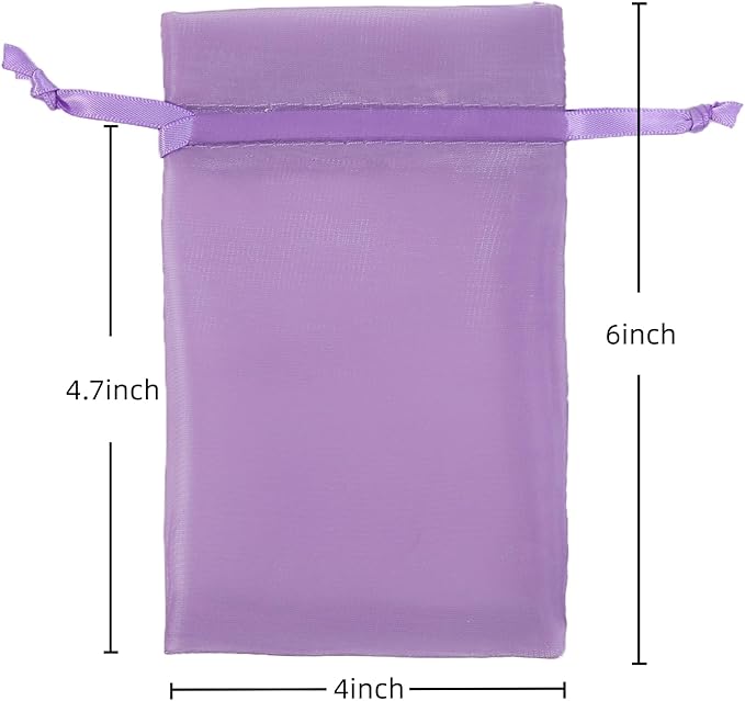 20 Pcs Purple Small Organza Bags 4X6 inch for Wedding Favors with Drawstring, Mini Mesh Gift Bags Jewelry Pouch for Candy Bridal Shower Party Favor Baby Shower Christmas