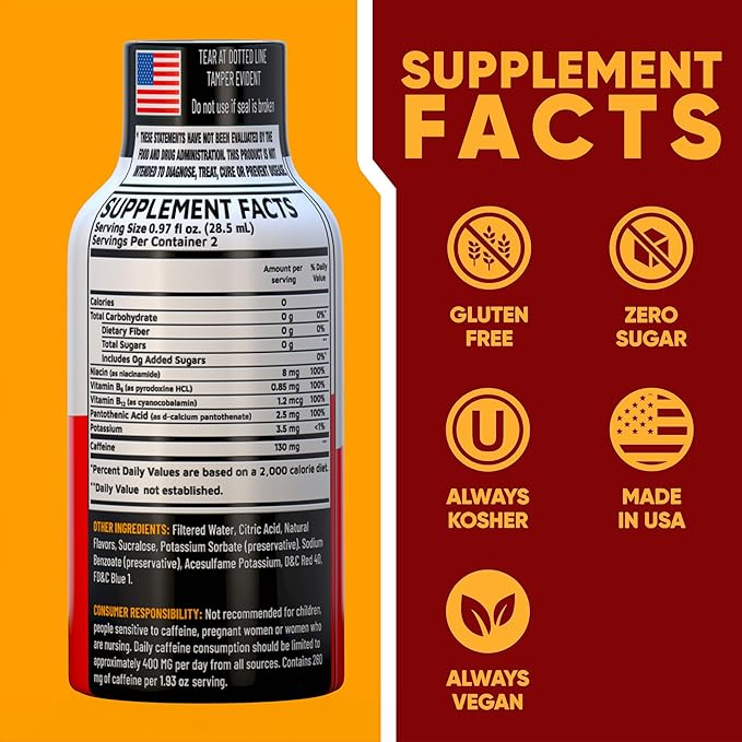B12 Açaí Pomegranate Extra Strength Energy Shot 24 pk – 260mg Natural Caffeine B12 B6 – Energy & Vitality Support – 2 Servings Sugar Free Zero Calorie Green Tea B-Vitamins Electrolytes Vegan – 1.93 fl oz