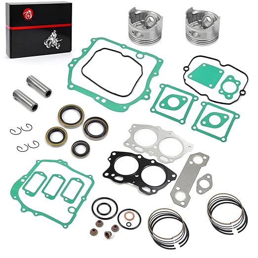 Piston & Ring Gasket Seal Top End Rebuild Kit STD Compatible with EZGO 4 Cycle Gas Golf Cart 350cc EH35C MCI Fuji Robin Engine 1996-2008