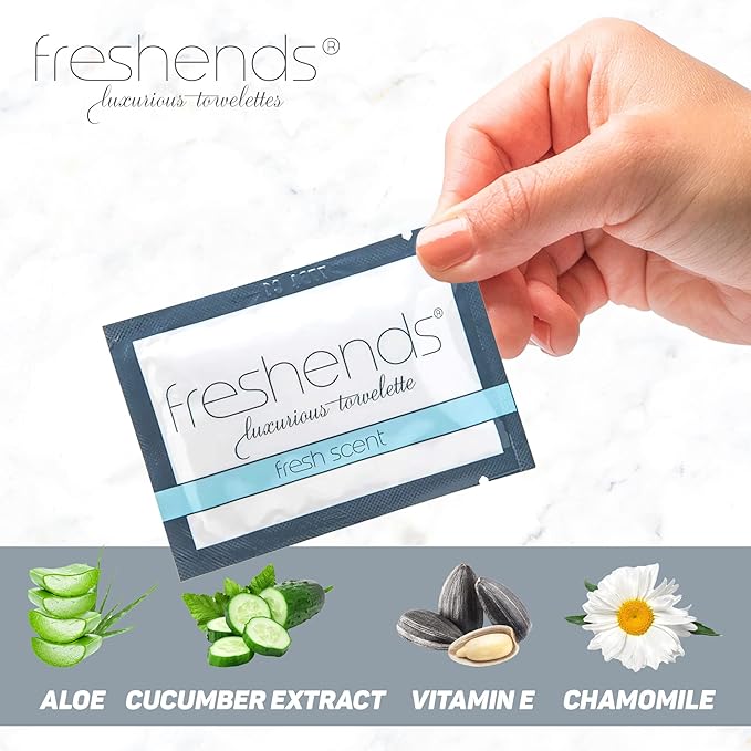 Freshends Luxurious Towelette Bundle - For Sensitive Skin - Ideal for Hotels, Airbnb, Clubs, Bars, and Weddings - Flushable Wipes- Fresh Scent- Travel Sized Wet Wipes - 300 Count Pack (Gray)