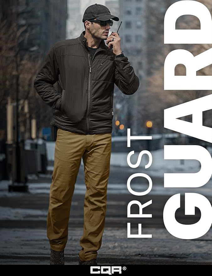 CQR Men's Winter Fleece Lined Pants, Water-Resistant Outdoor Stretch Work Pants, Windproof Casual Pants with Pockets