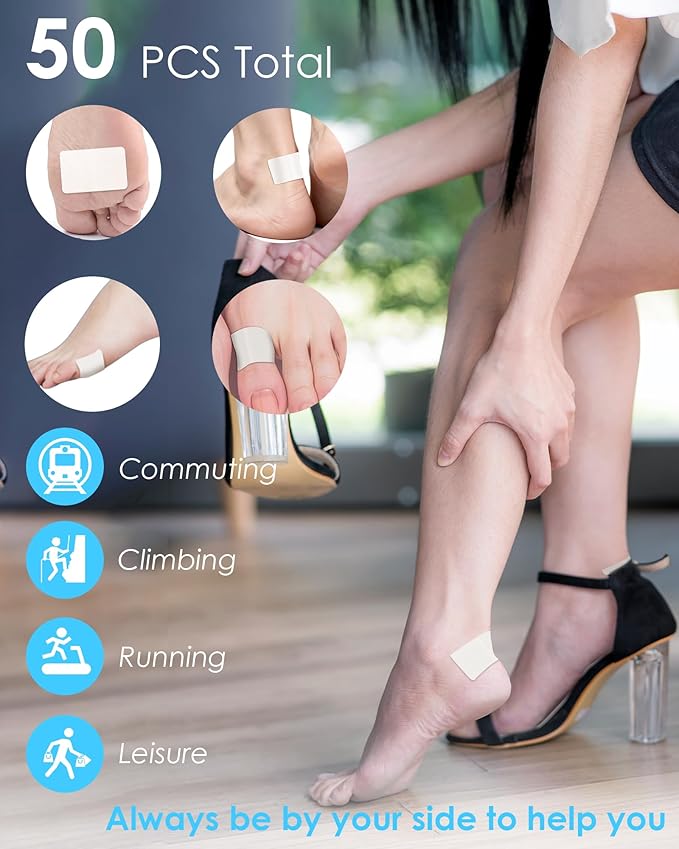50 Pcs Blister Bandages for Feet, Repair Foot Crack Patches for Dry Skin, Blister Treatment for Feet - Bridesmaid Gifts, Bridal Accessories & Travel Essentials, Wedding Emergency Kit Essentials