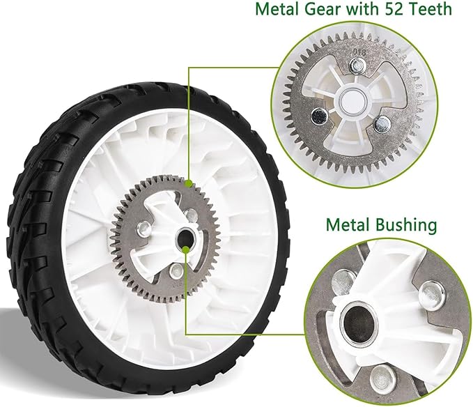 Rear Drive Wheels 137-4835 Replacement for Toro Mower,119-3822 Metal Gear Mower Wheels Compatible with Toro 20332, 20333, 20334, 20337, 20372, 20373, 20374 22" Recycler Lawn Mowers（Pack of 2)