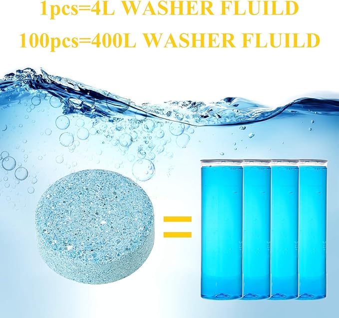 Boao 100 Pcs Car Windshield Washer Tablets Cleaning Washer Fluid Tablets Glass Concentrated Cleaner Windshield Wiper Fluid Solid Effervescent Remove Auto Glass Stains Clear Car Vision (Pack of 2)