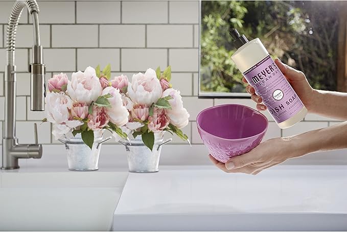 MRS. MEYER'S CLEAN DAY Liquid Dish Soap, Biodegradable Formula, Peony, 16 fl. oz - Pack of 6