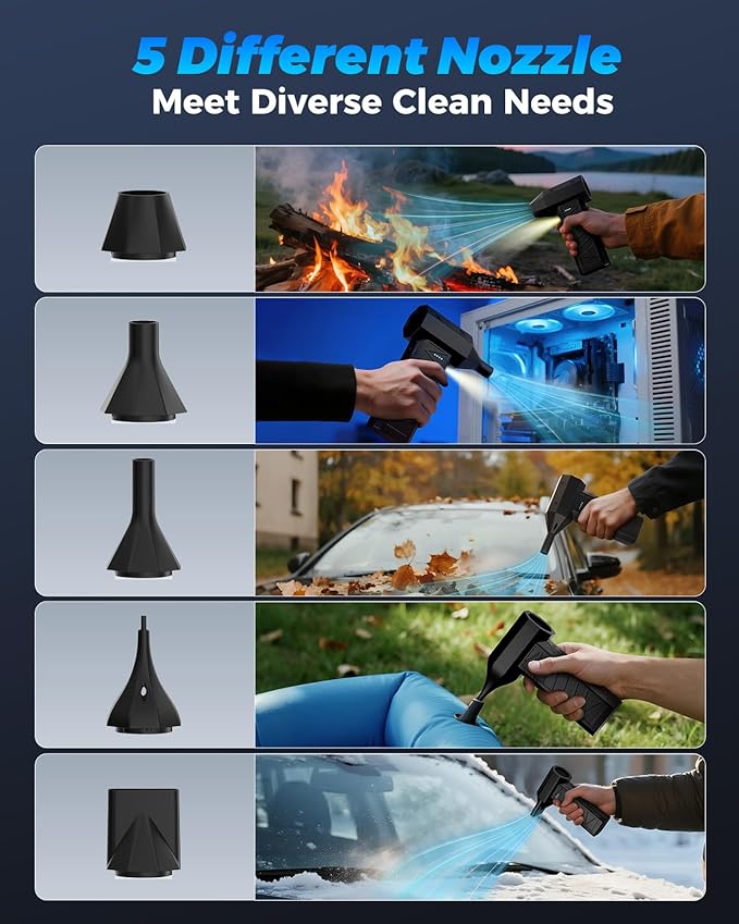 Compressed Air Duster-100000RPG Electric Air Duster with Brushless Motor with 4-Gear Turbo Fan,Dust Blower for Computer, Keyboard, Outdoor, House and Car（CL02MAX）