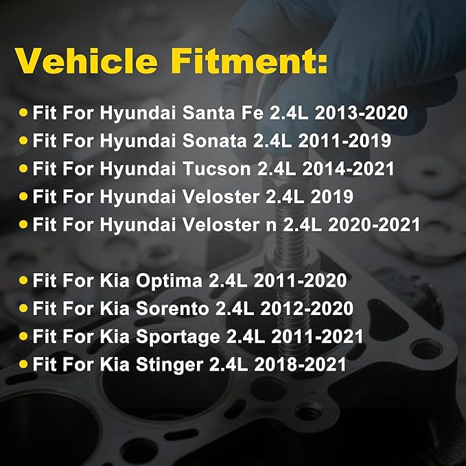 G4KJ Engine Rebuild Kit Timing Chain Kit with VVT Gear Piston Kit Fit for Kia Optima Sorento Sportage 2.4L 2011-2018 Fit for Hyundai Sonata Santa fe Tucson 2.4L 2011-2020 24350-2G750 243212G111