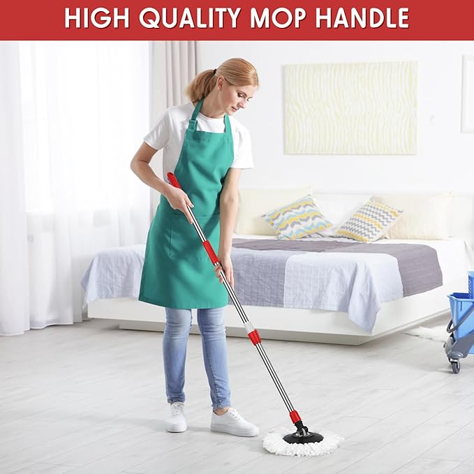 Spin Mop Replacement Handle 360 Degree Spin Mop Pole Handle Replacement Rotating Telescopic Stick for Head Replace Spinning Household Cleaning Accessories for Home(Black)