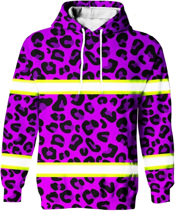Color US Flag High Visibility Hoodie for Men Women Reflective Tapes Safety Workwear for Worker Runner Patriotic