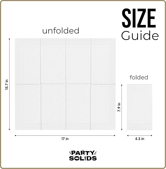 White Dinner Napkins Disposable 8" x 4" Folded - 40 Pcs 2 Ply White Napkins Disposable Paper Guest Towels for Bathrooms, Dinners, Everyday Parties & Party Supplies