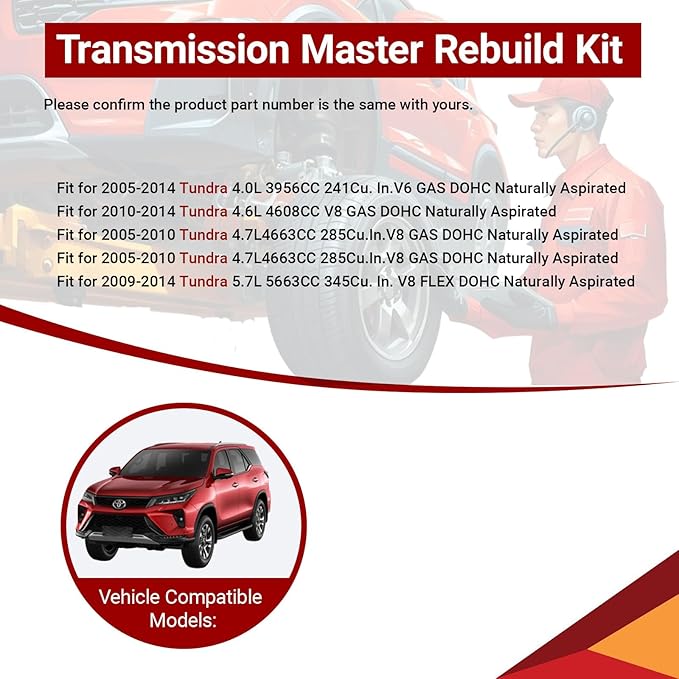 A750E A750F Transmission Master Rebuild Kit Compatible with 4Runner 4.0/4.7L 2003-2008, Tundra 4.0/4.6/4.7/5.7L 2005-2014 Direct Rebuild Overhaul Kit Replacement OE Number T17300A T17302A